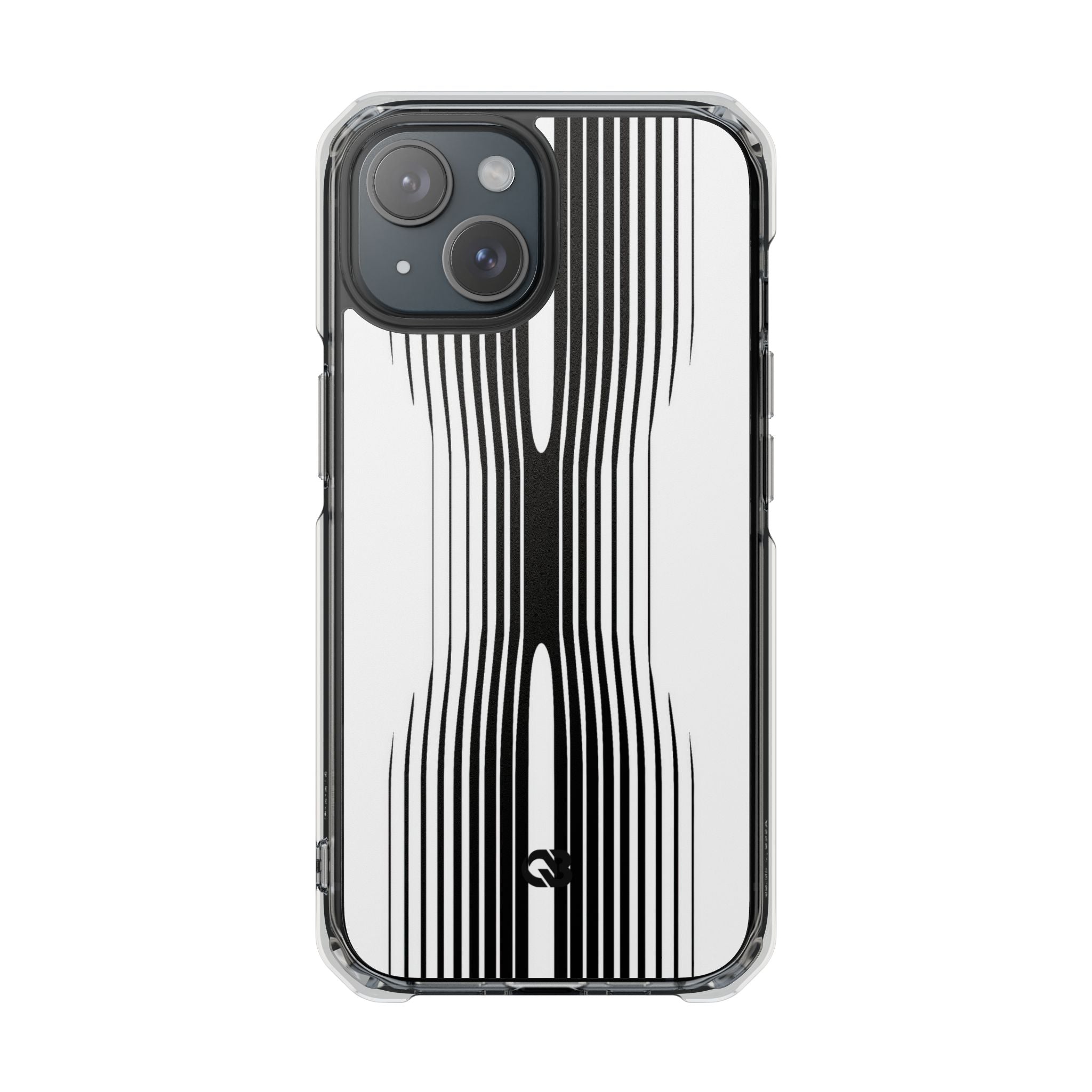 White Impact MagSafe Phone Case for iPhone - Kinetic Mono Distortion