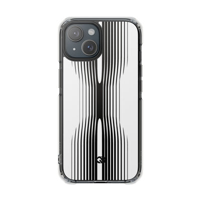 White Impact MagSafe Phone Case for iPhone - Kinetic Mono Distortion