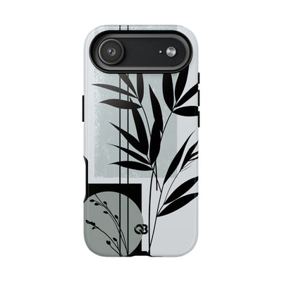 Grey Tough Phone Case for iPhone - Sage Bamboo Noir