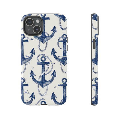 Navy Anchor Loop iPhone 15 Plus Case - Tough