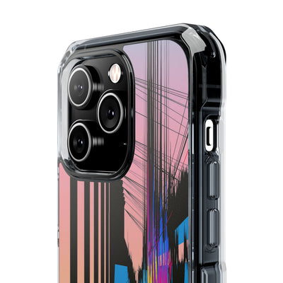 Blue Impact MagSafe Phone Case for iPhone - Fractured Data Skyline