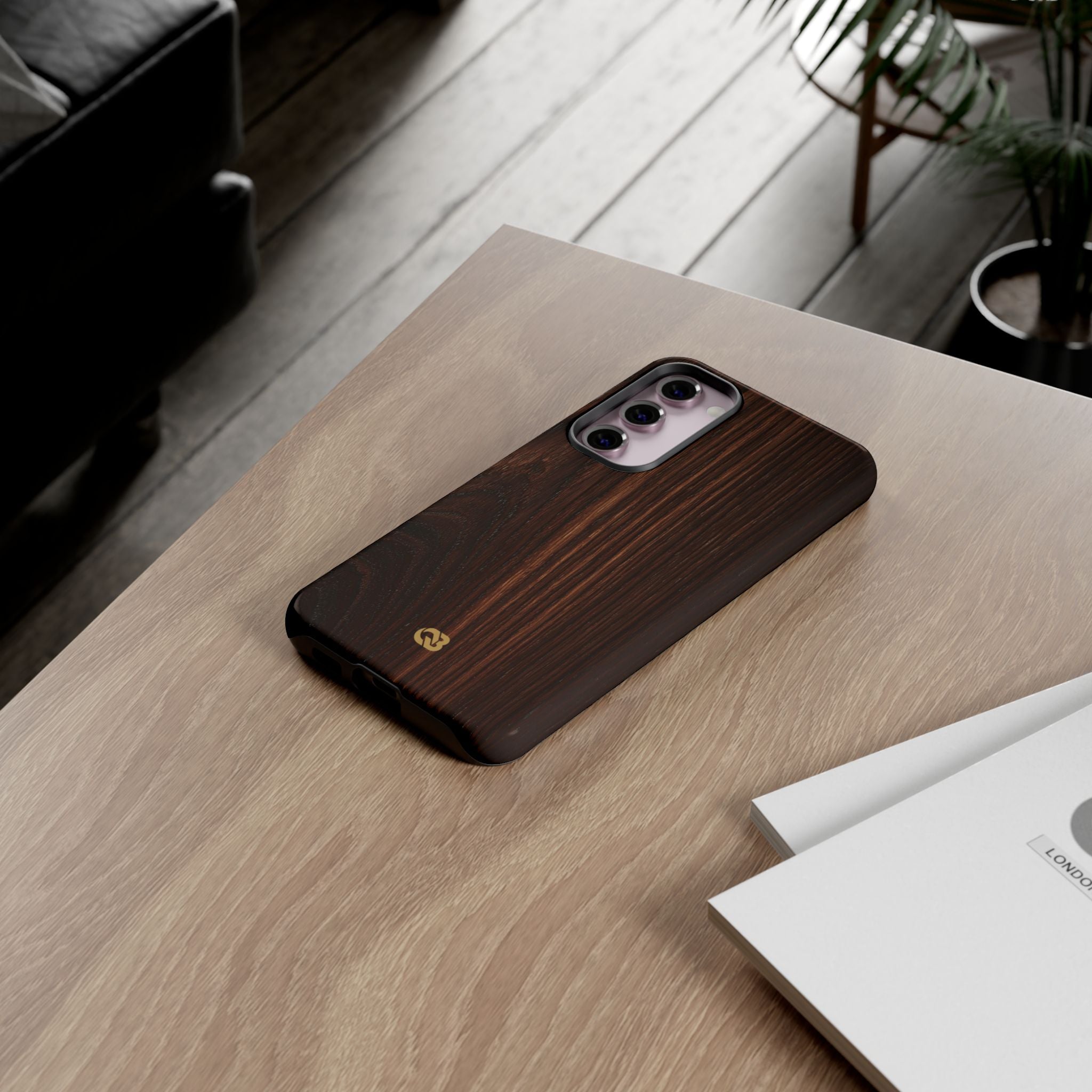 Brown Tough Phone Case for Samsung - Burnished Mahogany Grain