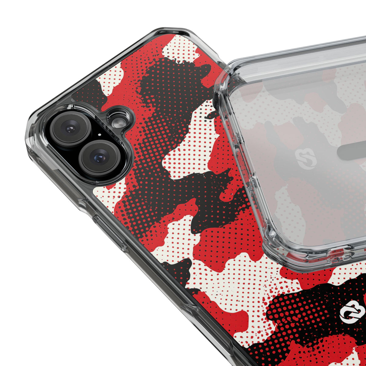 Crimson Halftone Camo · Clear Impact Magnetic Phone Case for iPhone · Red
