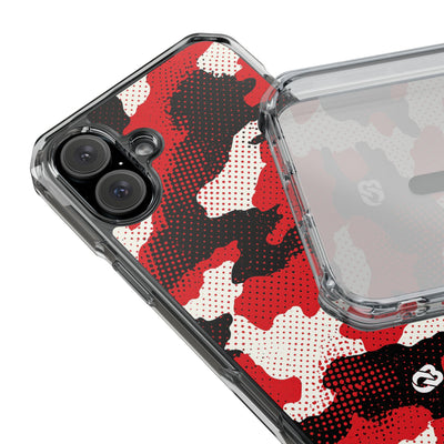 Crimson Halftone Camo · Clear Impact Magnetic Phone Case for iPhone · Red