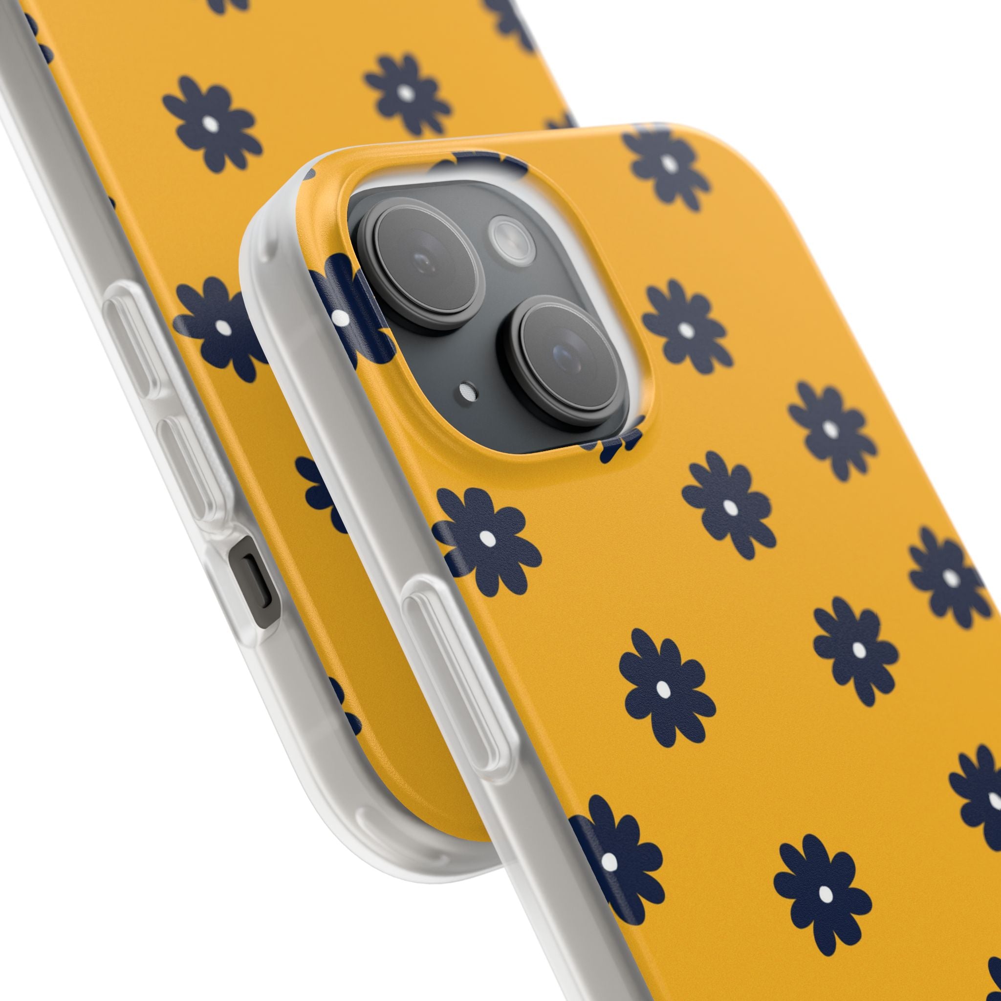 Navy Daisy Mustard · Soft Phone Case for iPhone