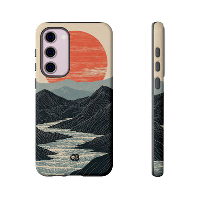Beige Tough Phone Case for Samsung - Crimson Ridge Flow