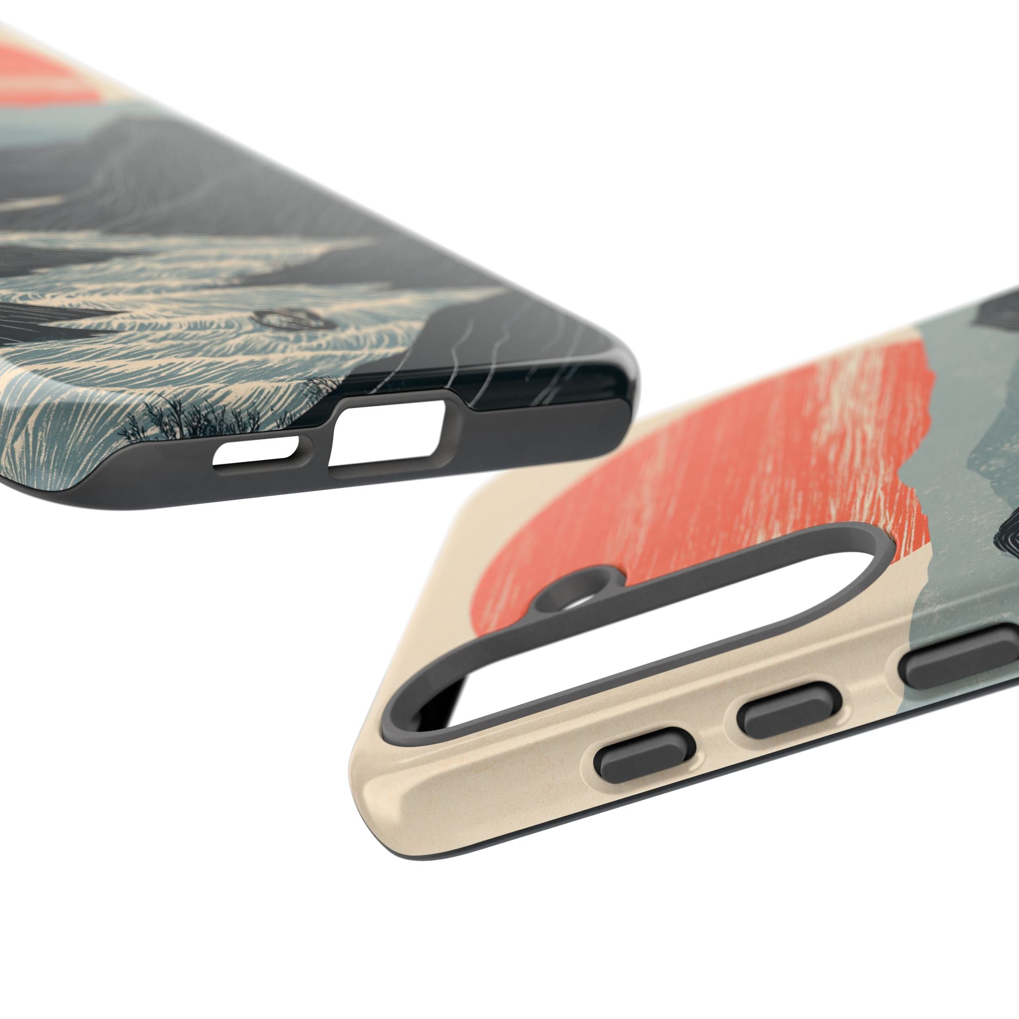Beige Tough Phone Case for Samsung - Crimson Ridge Flow