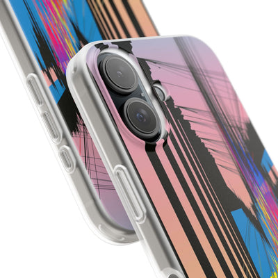 Blue Lite Phone Case for iPhone - Fractured Data Skyline