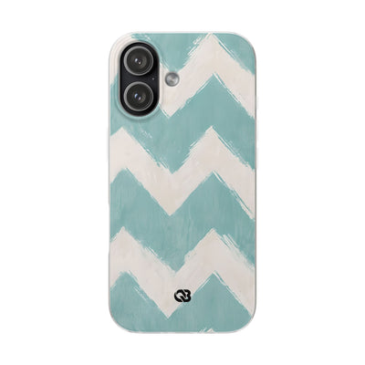 Teal Painted Chevron · Soft Phone Case for iPhone