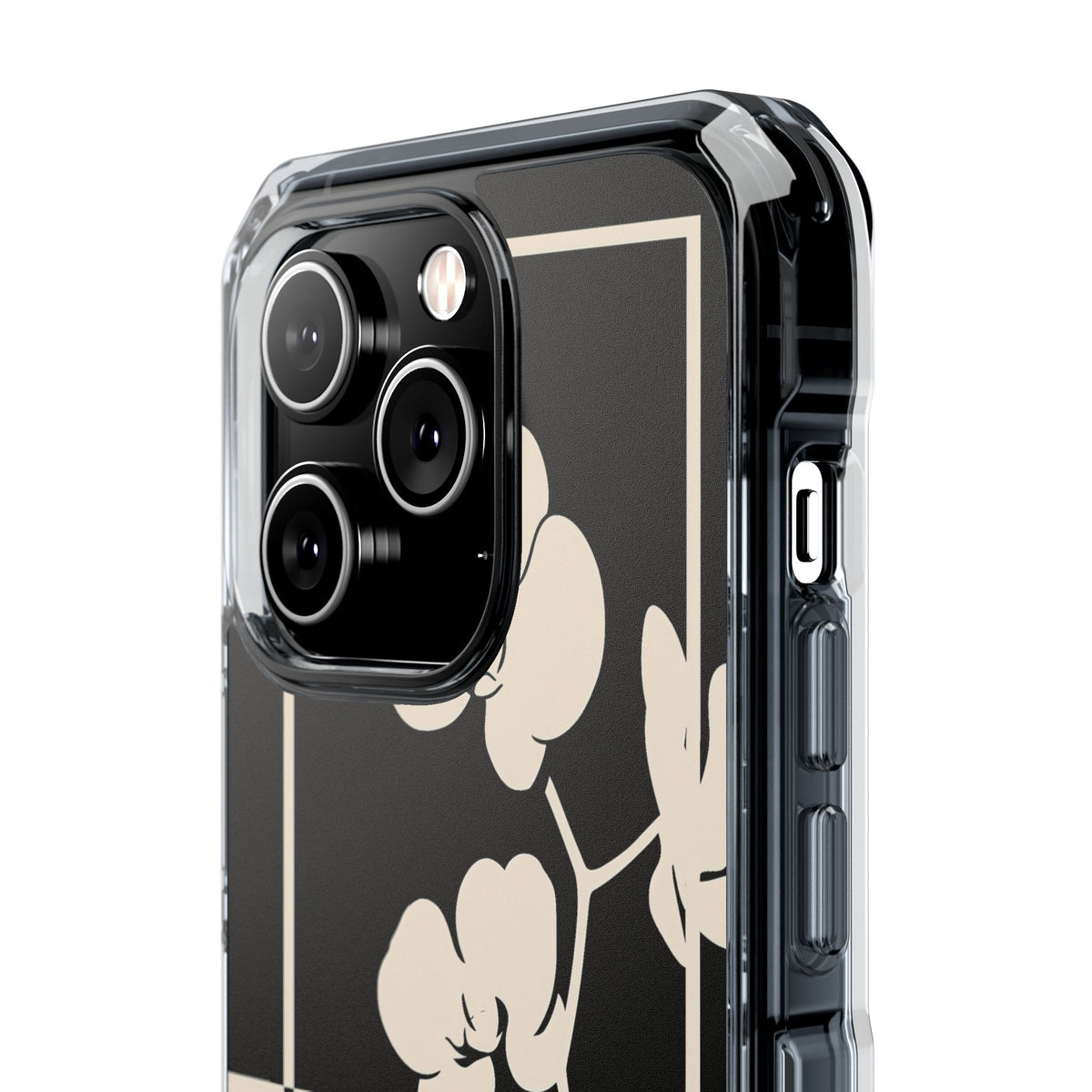 Geometric Orchid Bloom · Clear Impact Magnetic Phone Case for iPhone ·  Black