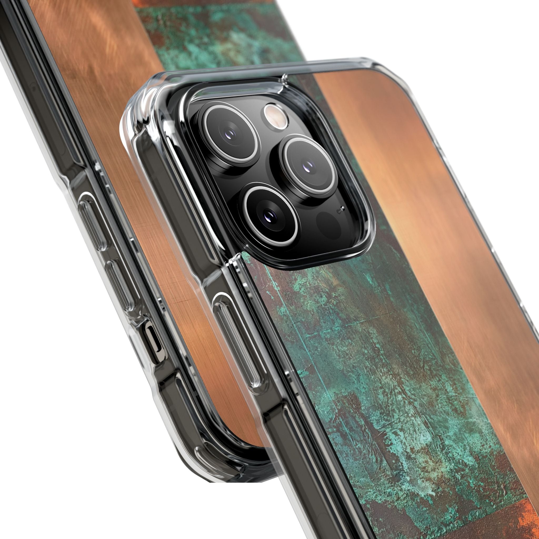 Teal Impact MagSafe Phone Case for iPhone - Verdigris Copper Slab