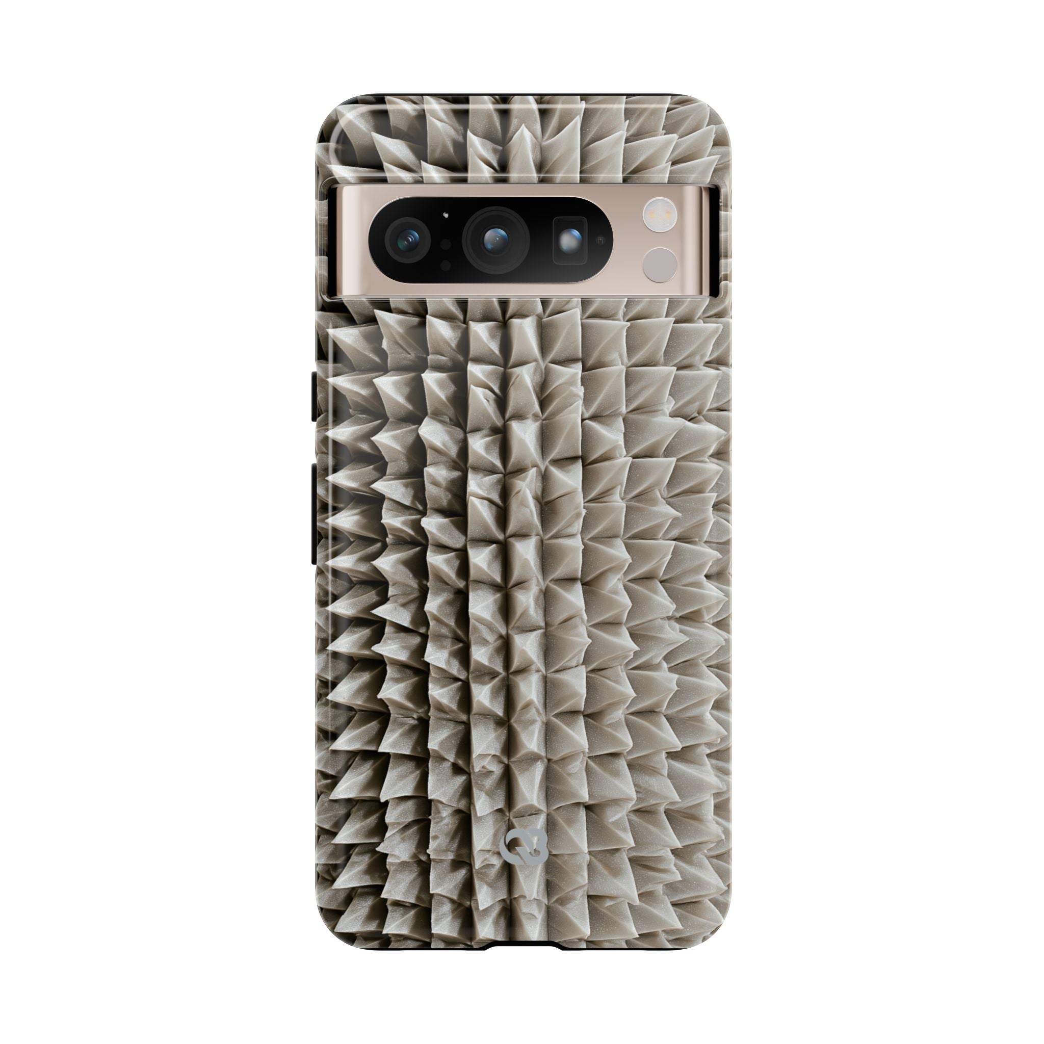 Beige Tough Phone Case for Google Pixel - Bone Spiked Grid