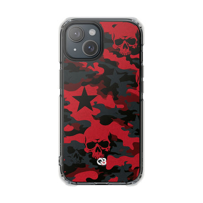 Crimson Skull Camo · Clear Impact Magnetic Phone Case for iPhone · Red