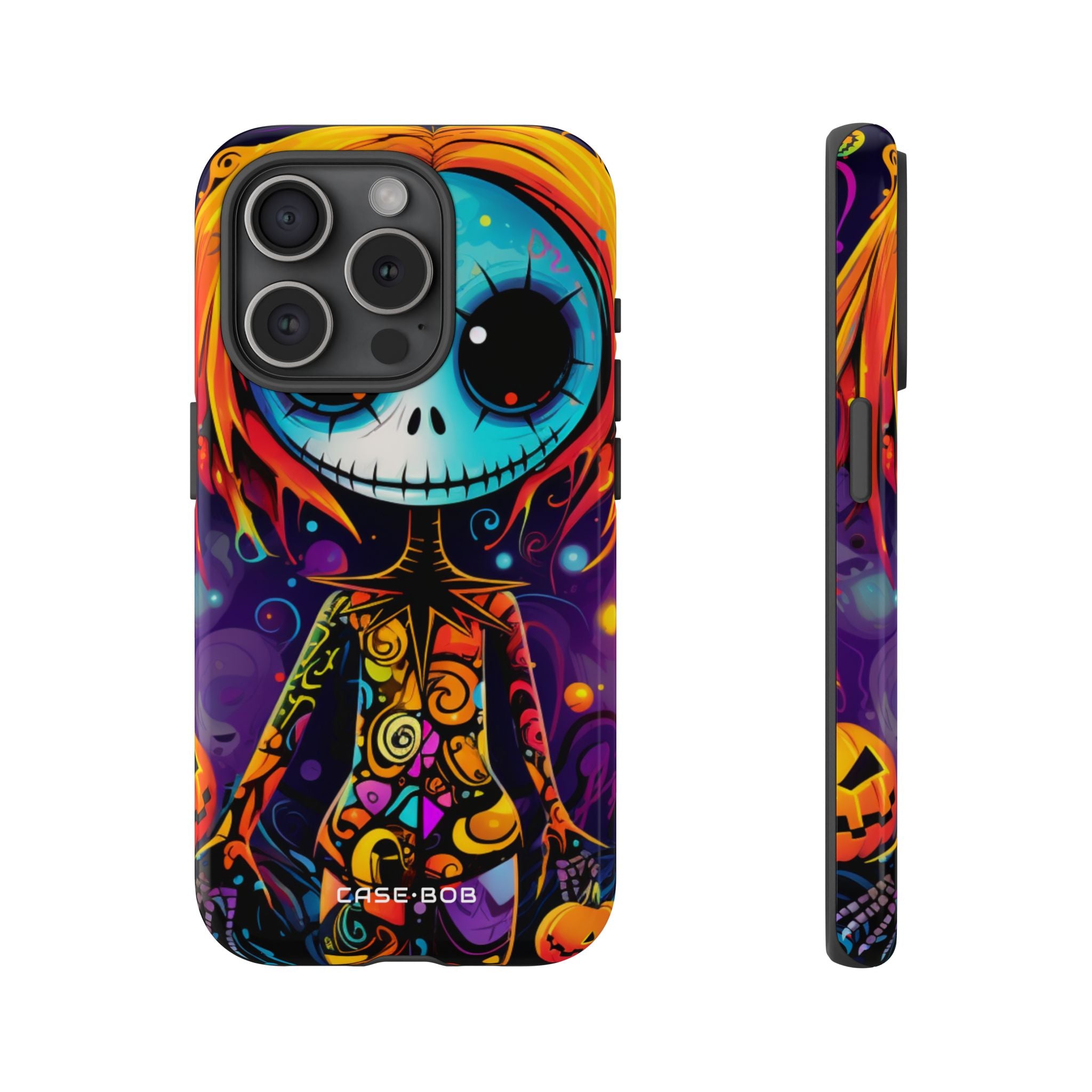 Blue Skull Swirl iPhone 15 Pro Case - Tough - CASE•BOB