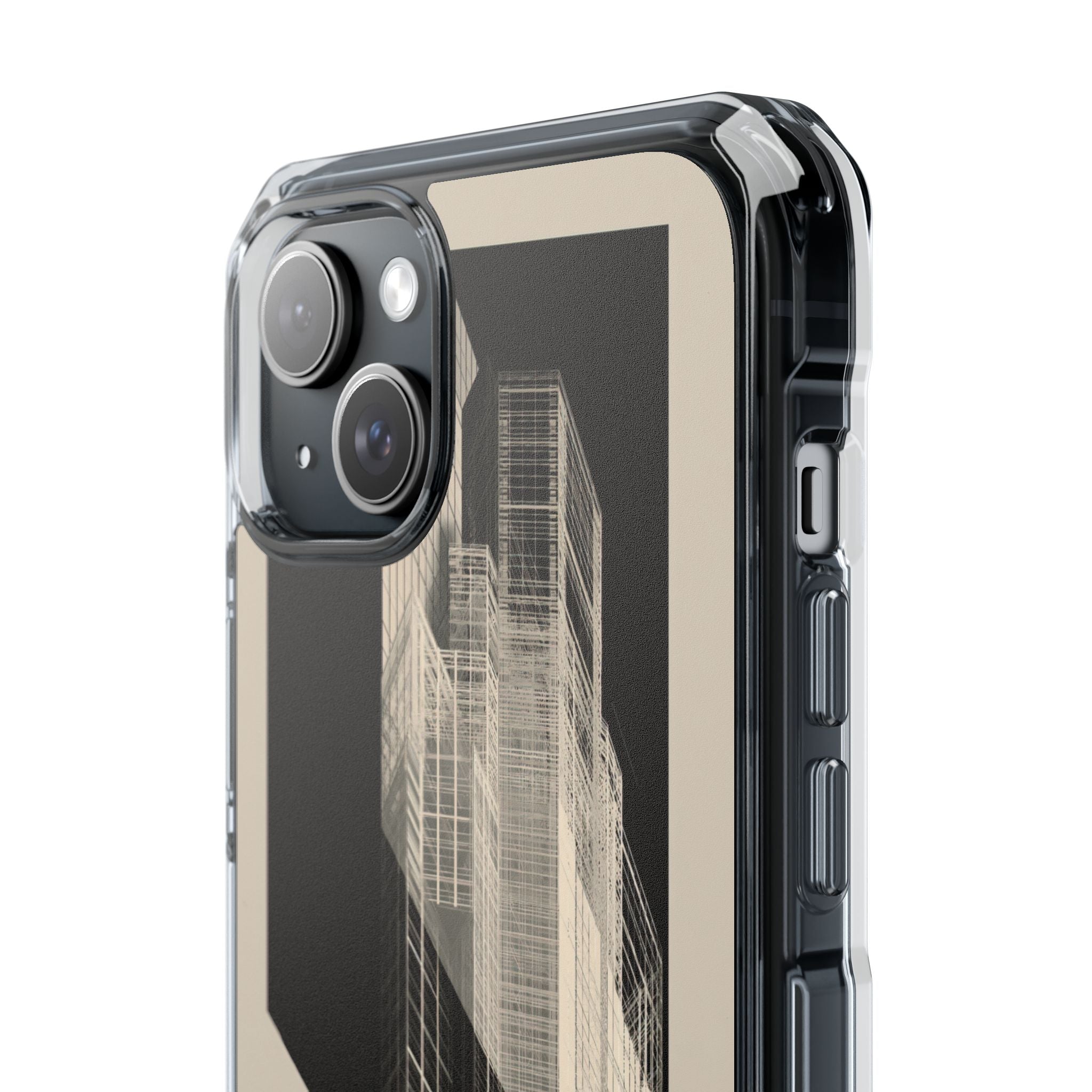 Beige Impact MagSafe Phone Case for iPhone - Monolith Urban Grid