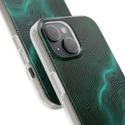 Teal Lite Phone Case for iPhone - Neon Jade Contour