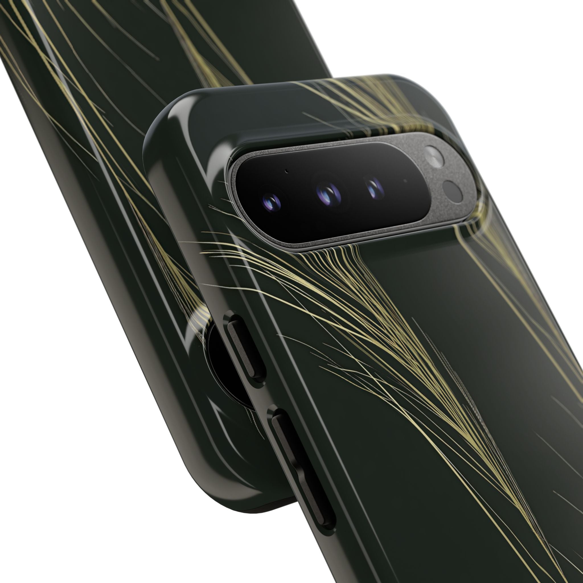 Green Tough Phone Case for Google Pixel - Midnight Gilded Grass