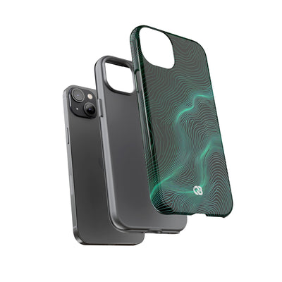 Teal Tough Phone Case for iPhone - Neon Jade Contour