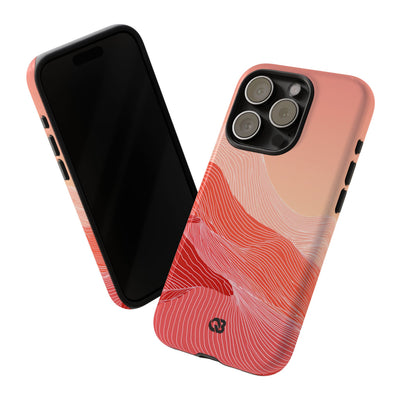 Red Tough Phone Case for iPhone - Crimson Ridge Contour