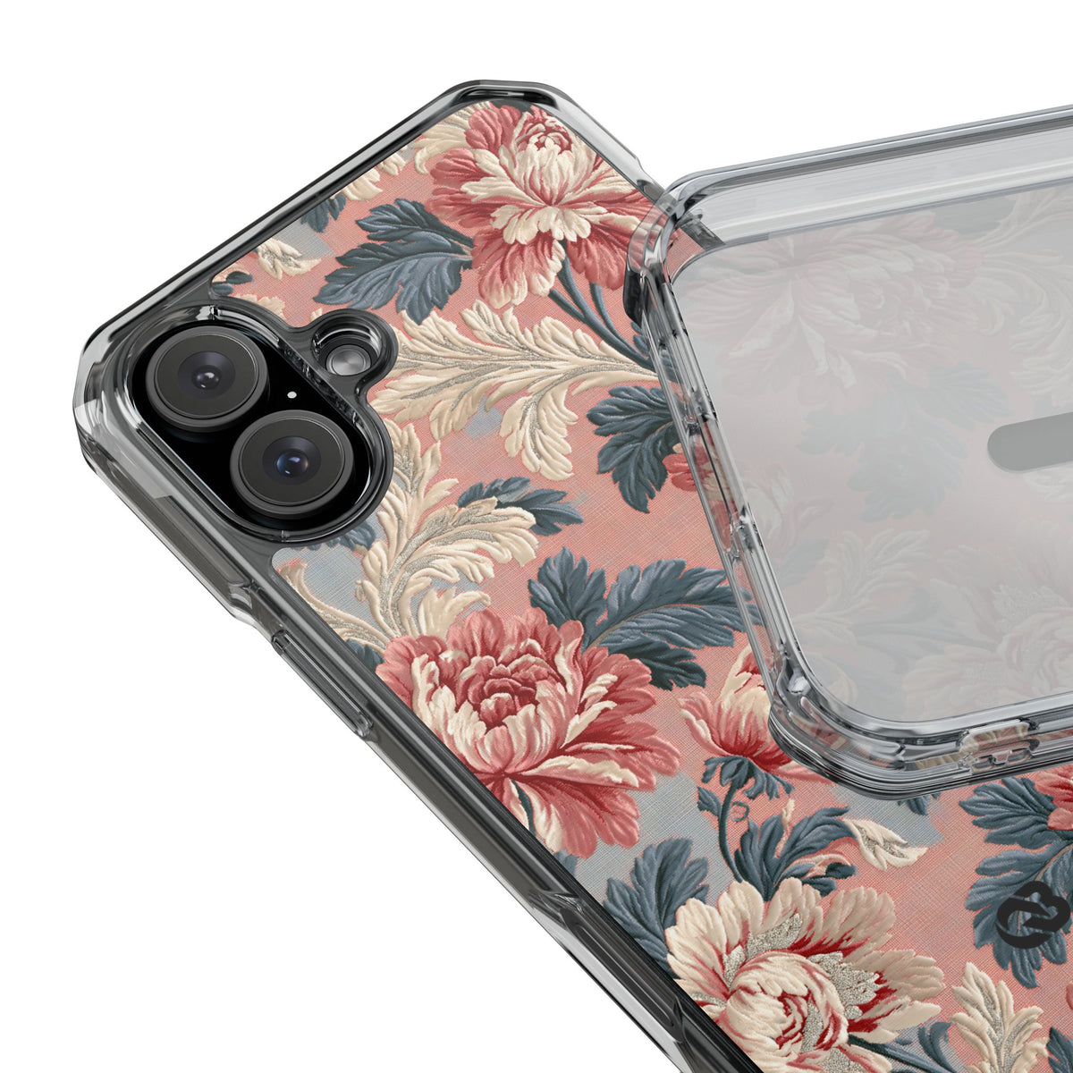 Blush Peony Jacquard · Clear Impact Magnetic Phone Case for iPhone ·  Pink