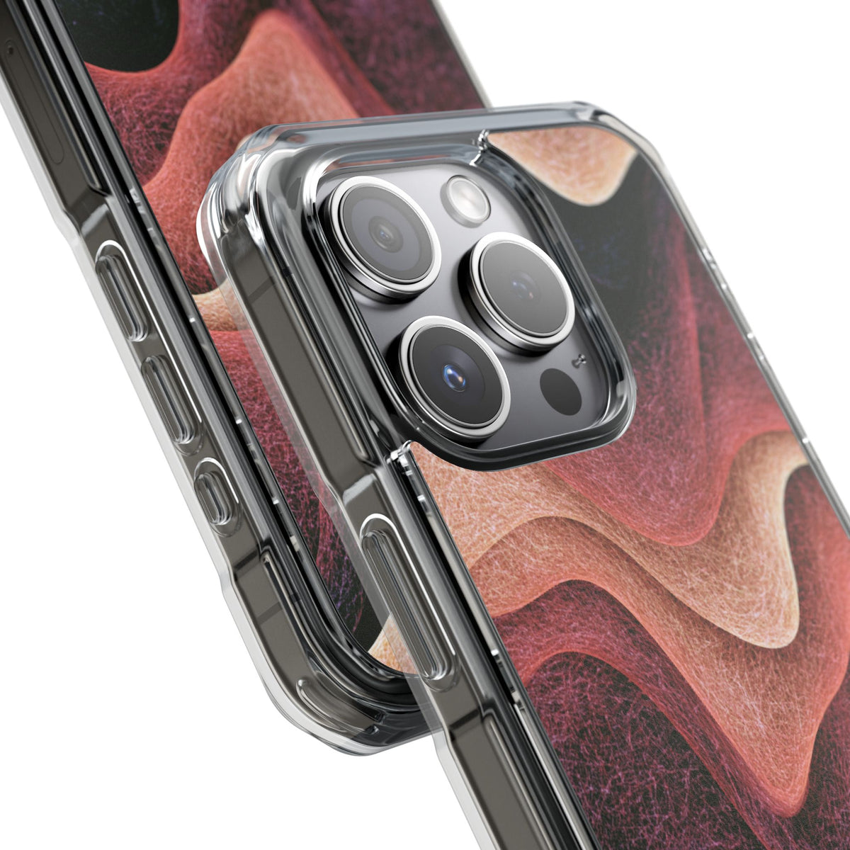 Rose Contour Waves · Clear Impact Magnetic Phone Case for iPhone · Pink