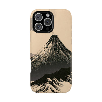Beige Tough Phone Case for iPhone - Obsidian Ink Summit