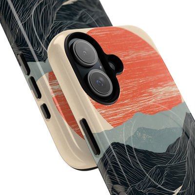 Beige Tough 2.0 Magsafe Phone Case for iPhone - Crimson Ridge Flow