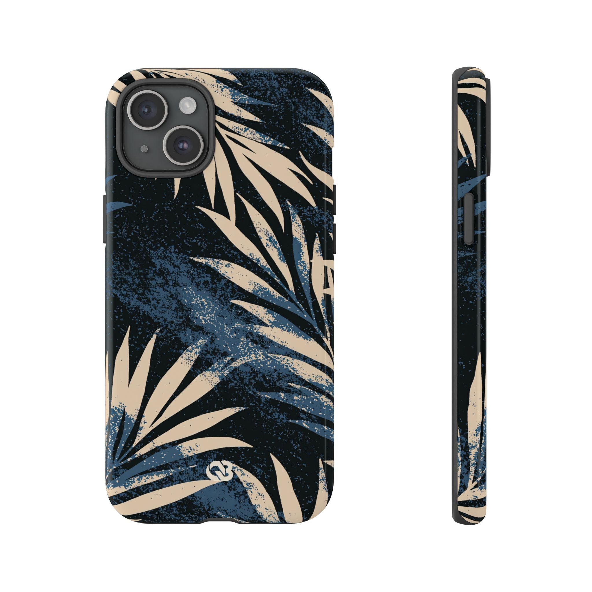Blue Tough Phone Case for iPhone - Midnight Indigo Palm