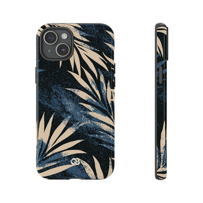 Blue Tough Phone Case for iPhone - Midnight Indigo Palm