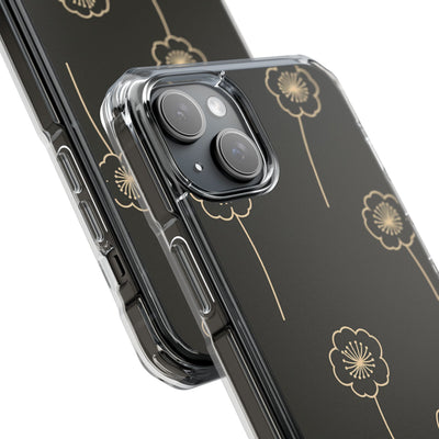 Black Impact MagSafe Phone Case for iPhone - Obsidian Sand Petals