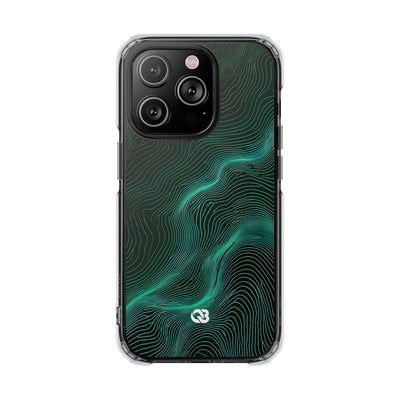 Emerald Topo Ridge · Clear Impact Magnetic Phone Case for iPhone · Green
