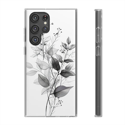 Veined Leaves Gray Samsung S22 Ultra Case - Soft