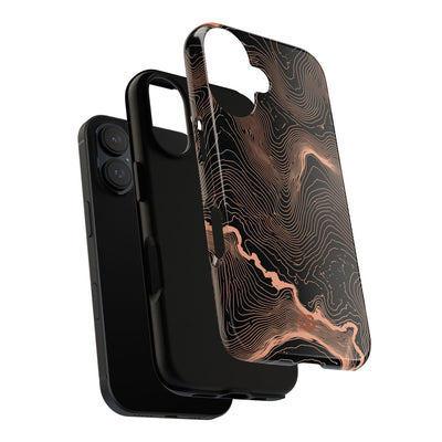 Orange Tough Phone Case for iPhone - Salmon Ridge Topo