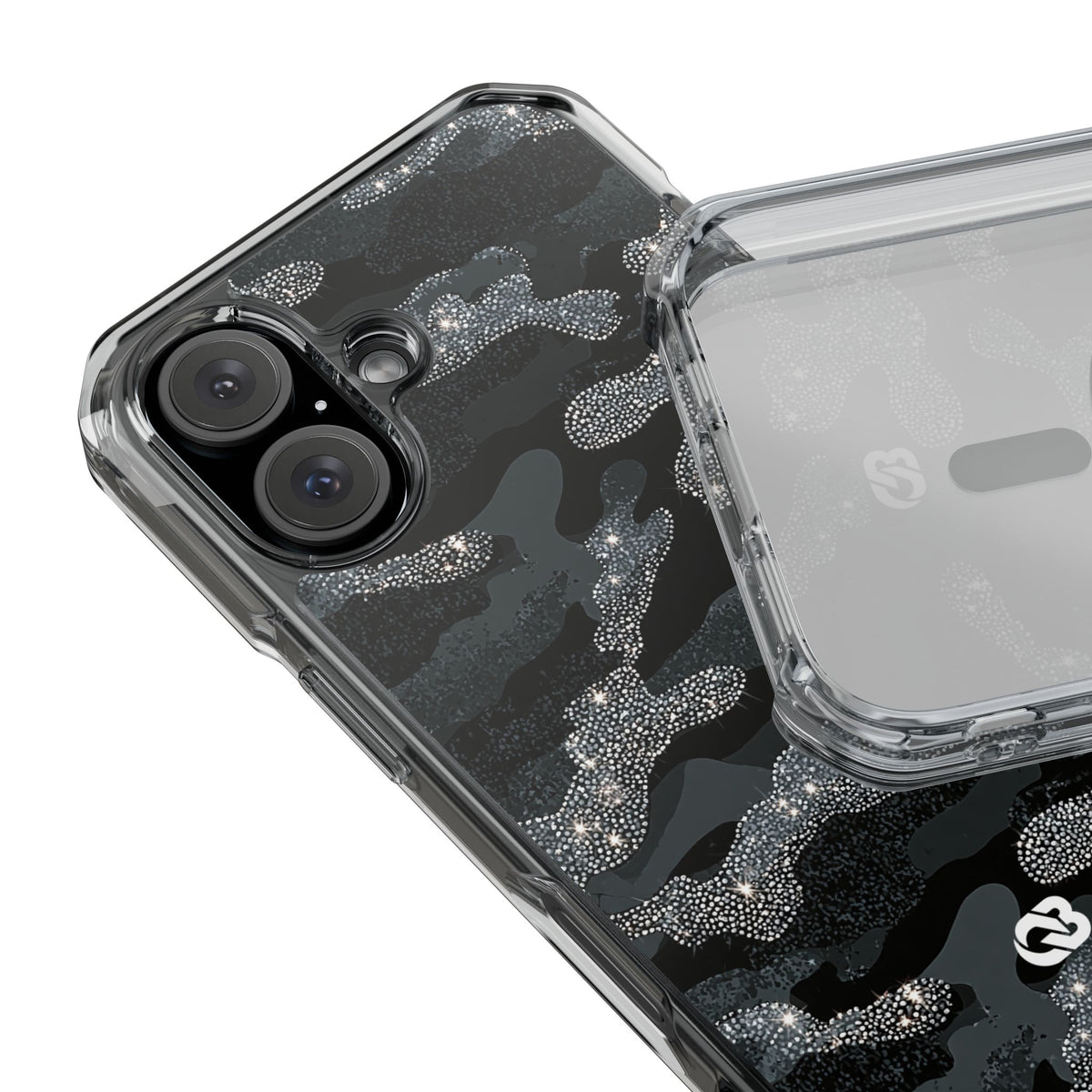 Glitter Shadow Camo · Clear Impact Magnetic Phone Case for iPhone · Black