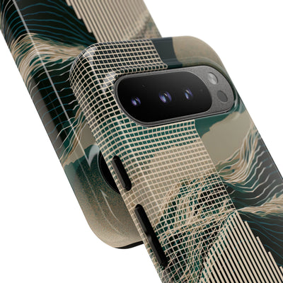 Green Tough Phone Case for Google Pixel - Lunar Moss Topography