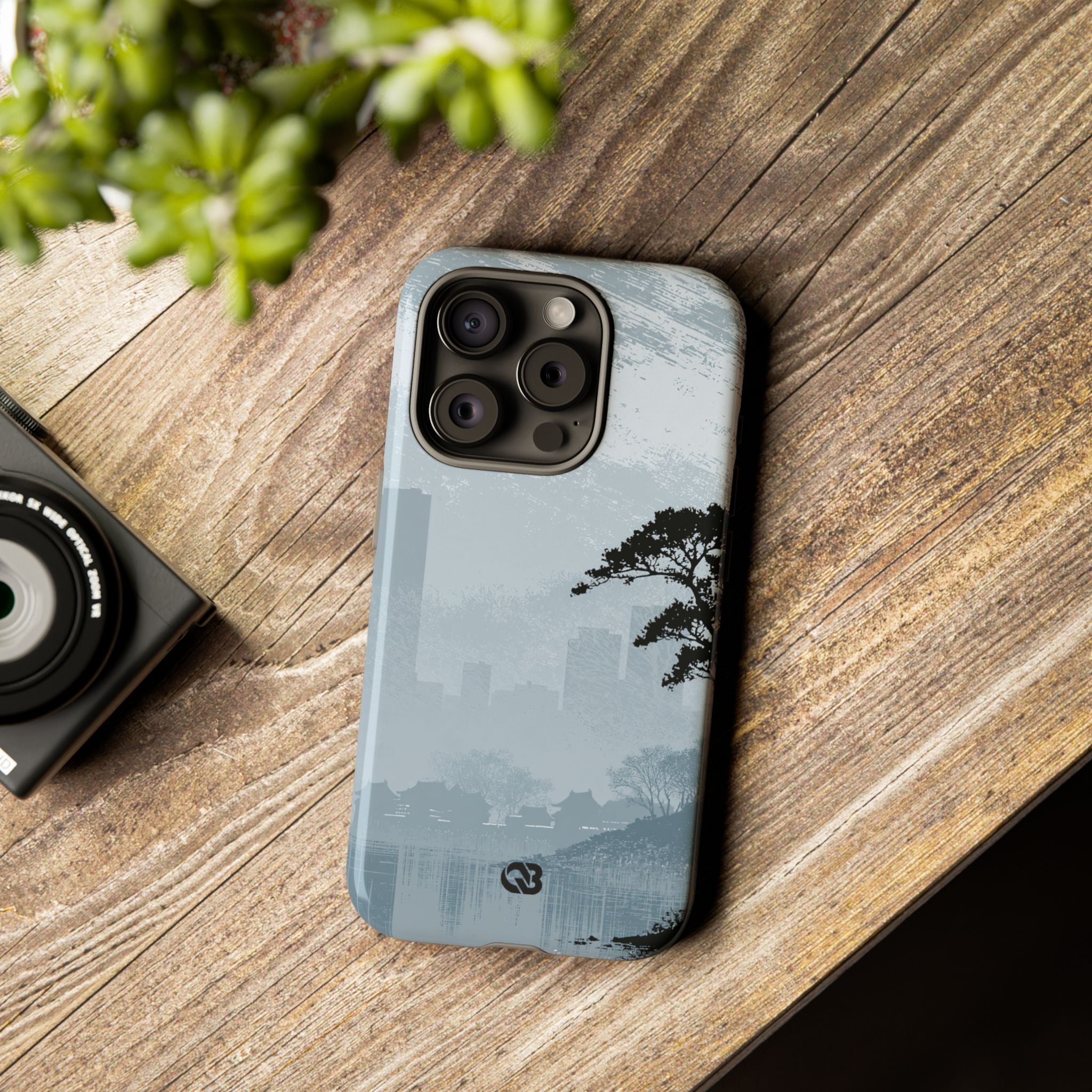 Grey Tough Phone Case for iPhone - Steel Slate Zen