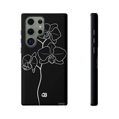 Black Tough Phone Case for Samsung - Noir Alabaster Orchid