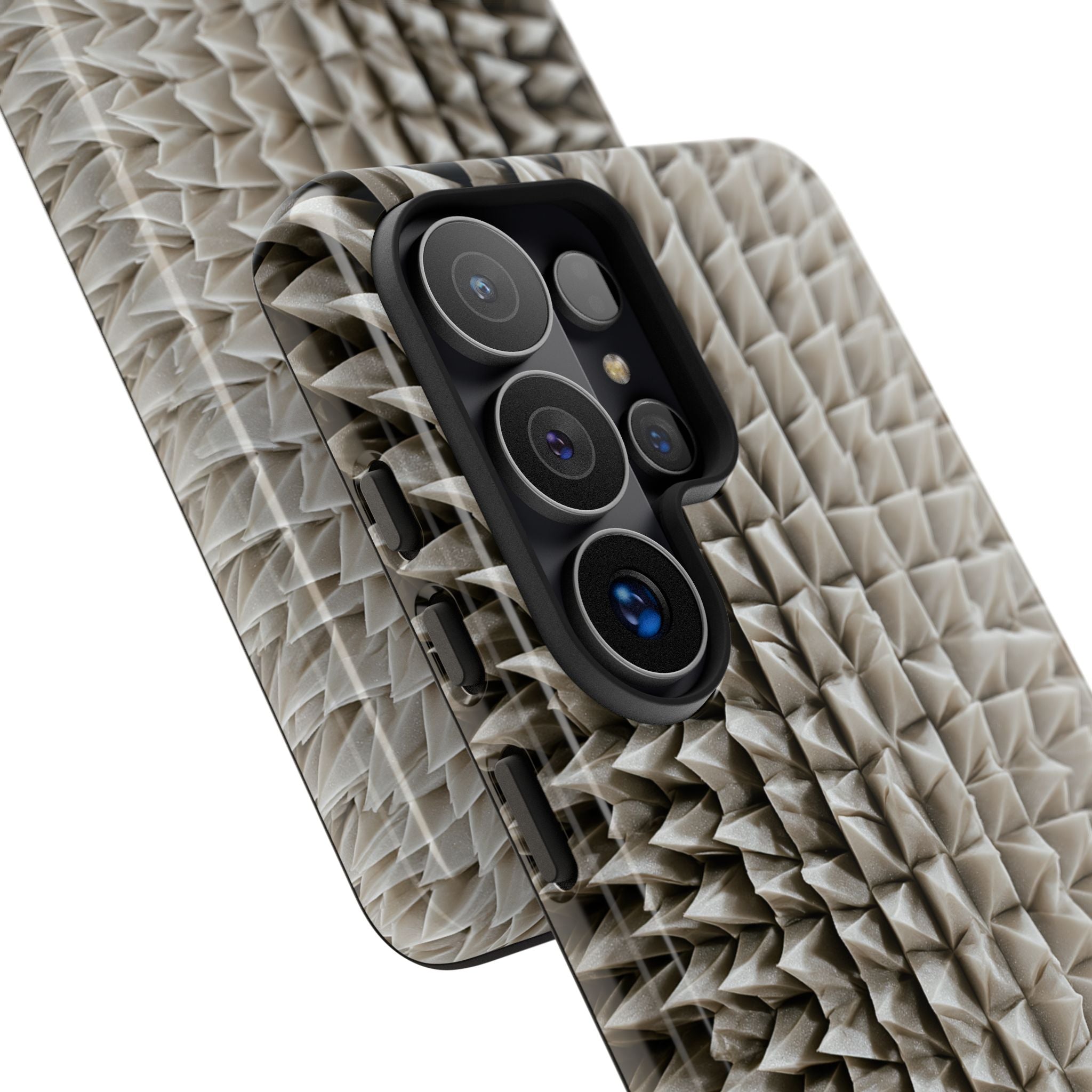 Beige Tough Phone Case for Samsung - Bone Spiked Grid