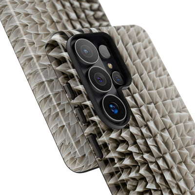 Beige Tough Phone Case for Samsung - Bone Spiked Grid