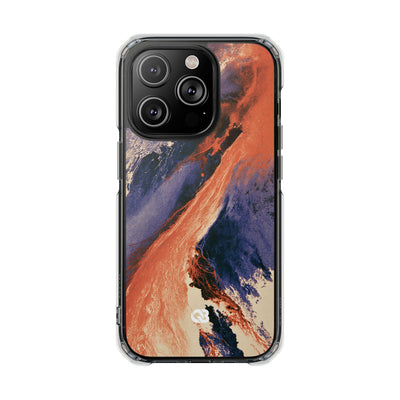 Solar Aura Drift · Clear Impact Magnetic Phone Case for iPhone · Orange