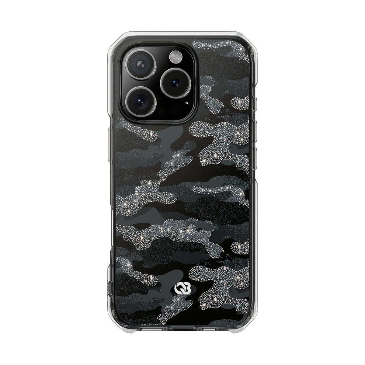 Glitter Shadow Camo · Clear Impact Magnetic Phone Case for iPhone · Black