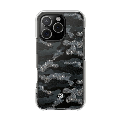 Glitter Shadow Camo · Clear Impact Magnetic Phone Case for iPhone · Black