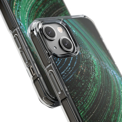 Orbital Data Stream · Clear Impact Magnetic Phone Case for iPhone · Green