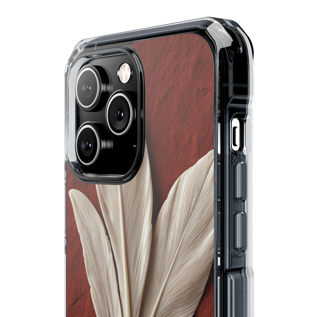 Carved Ivory Plume · Clear Impact Magnetic Phone Case for iPhone · Red