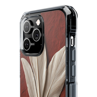 Carved Ivory Plume · Clear Impact Magnetic Phone Case for iPhone · Red
