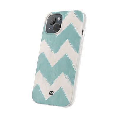 Teal Painted Chevron · Soft Phone Case for iPhone
