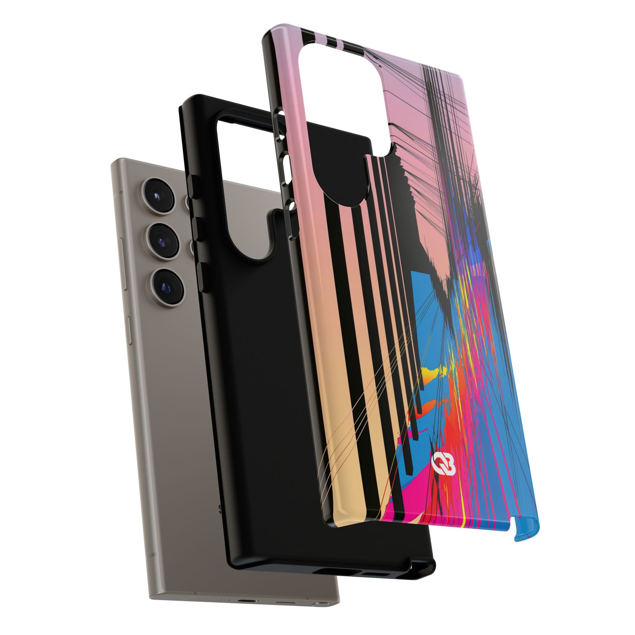 Blue Tough Phone Case for Samsung - Fractured Data Skyline