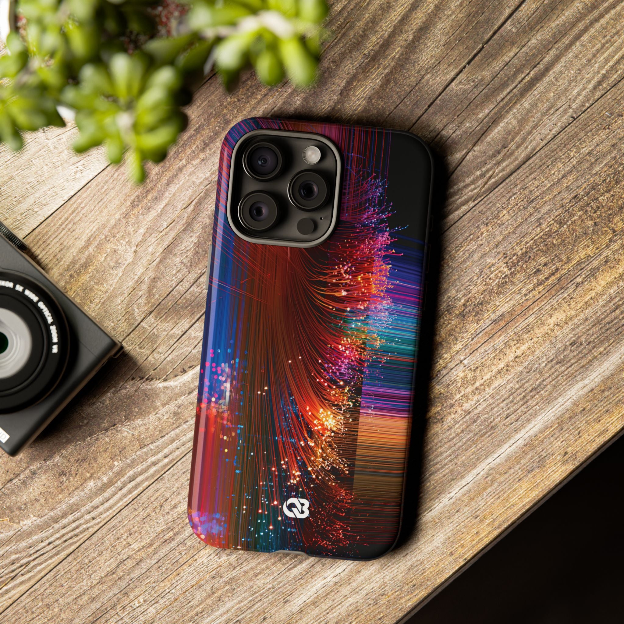 Black Tough Phone Case for iPhone - Cyber Optic Streak