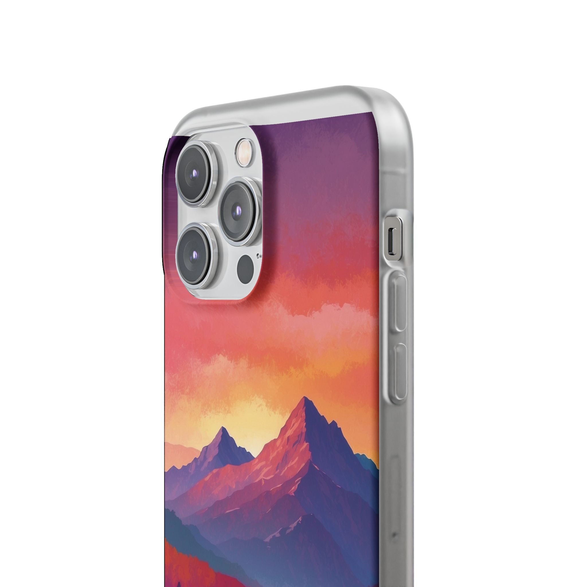 Crimson Mountain Dusk · Soft Custodia per iPhone