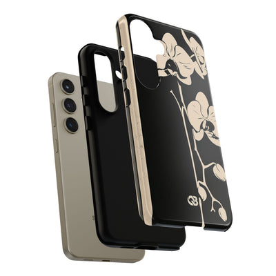 Black Tough Phone Case for Samsung - Obsidian Bone Orchid